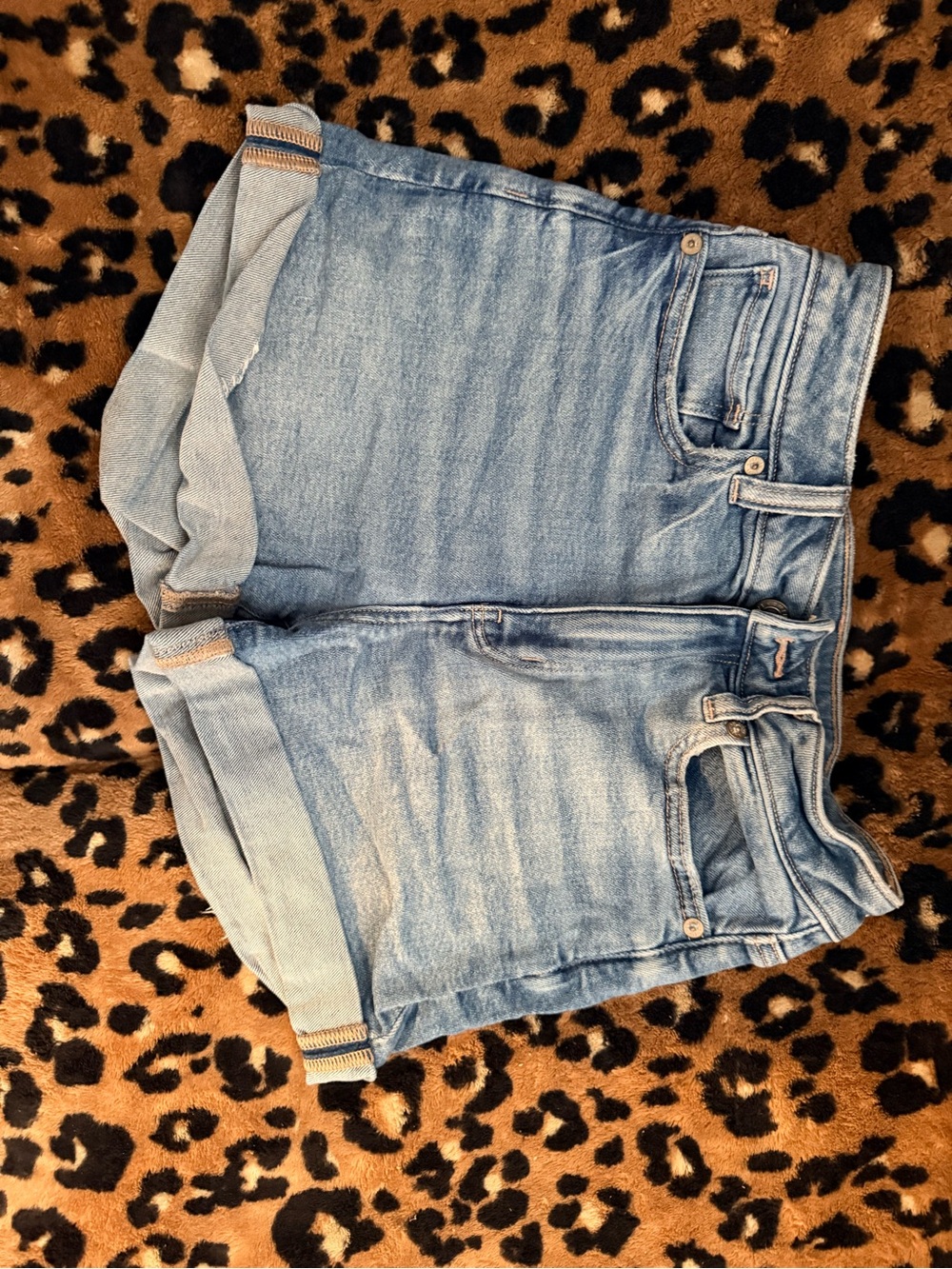 American Eagle Outfitters Light Blue Denim Roll-Cuff Shorts
